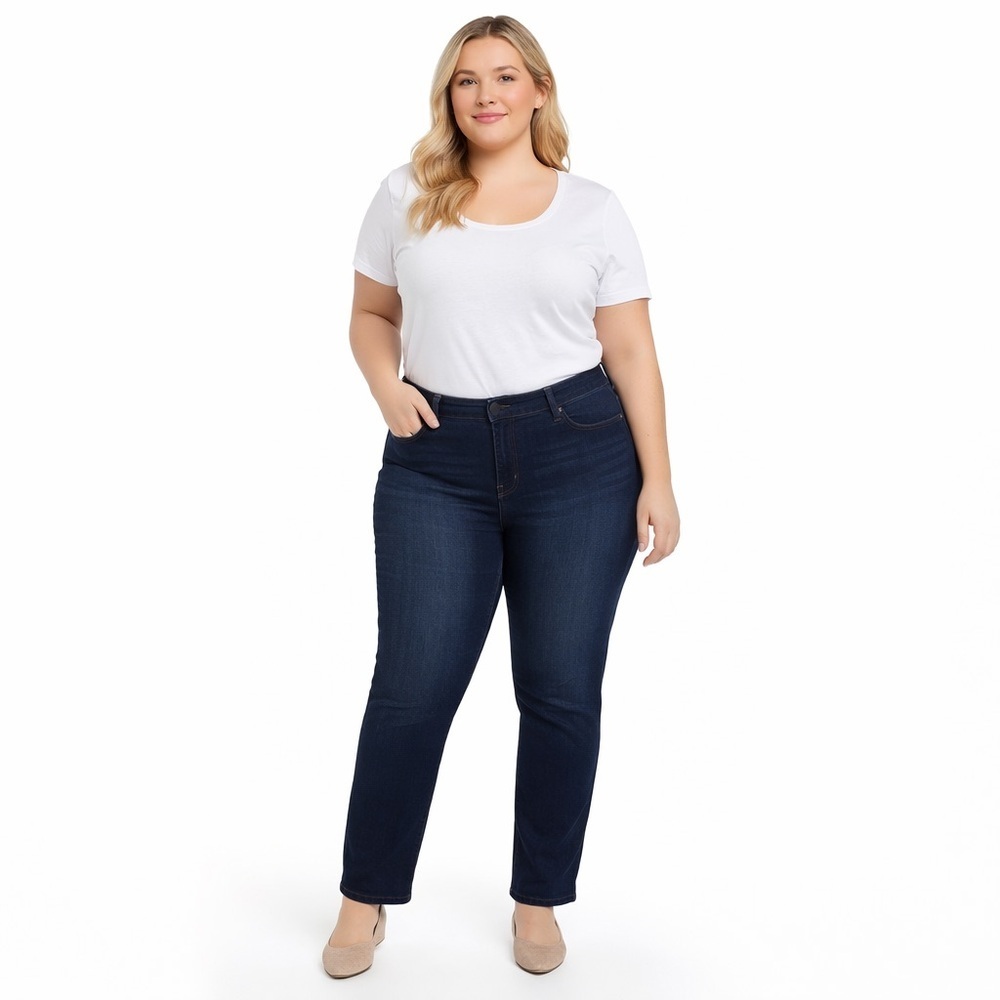 NWT Apt 9 Curvy Straight Leg Jeans Size 16 Dark Wash High Rise Stretch Denim